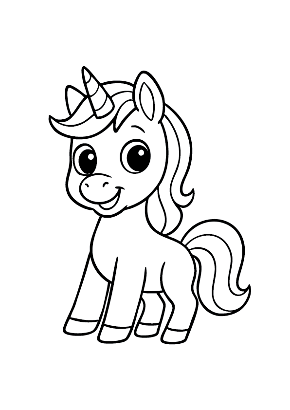 happy cute unicorn coloring pages