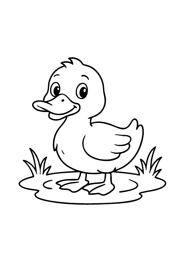 Happy Duck Coloring Page
