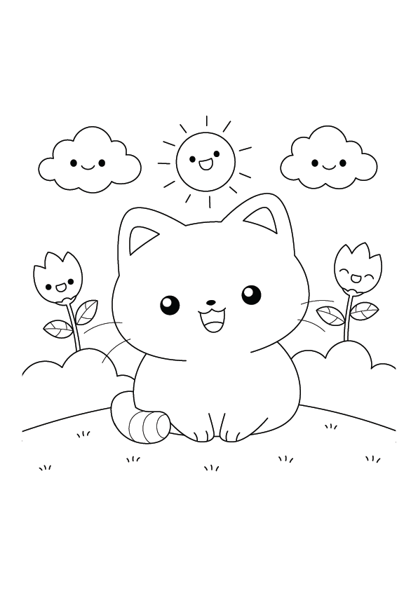 Cute Cat Coloring Page