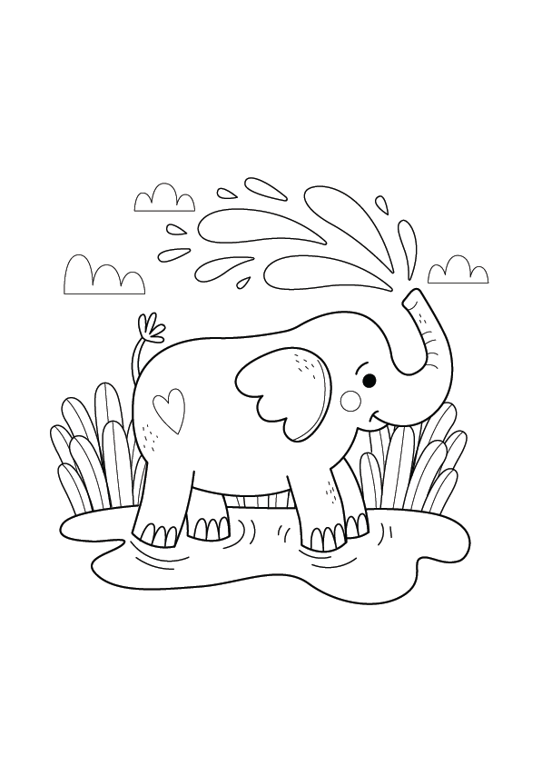 Playful Elephant Coloring Page