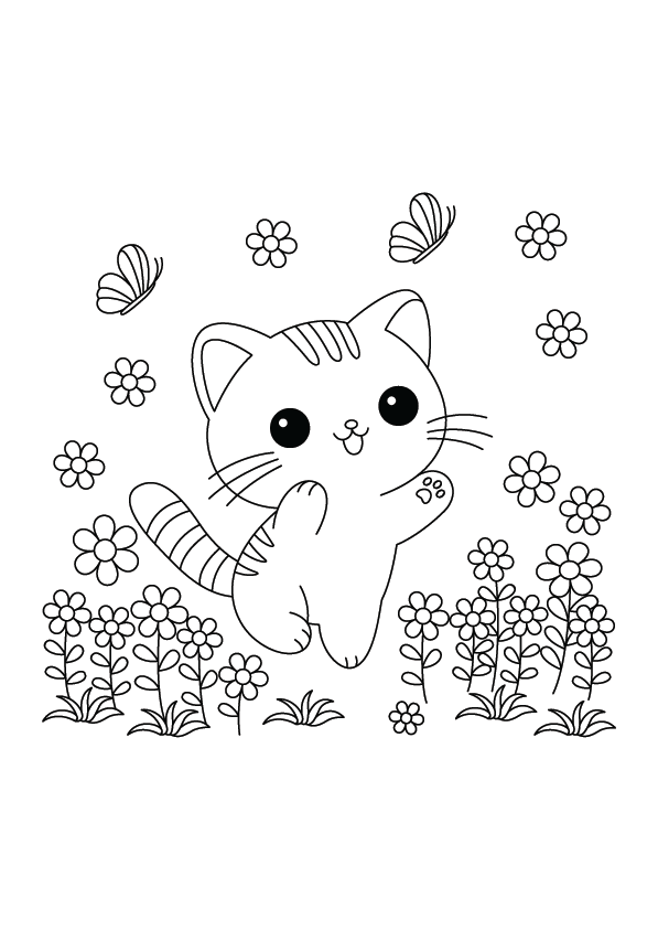 Cute Cat Coloring Page