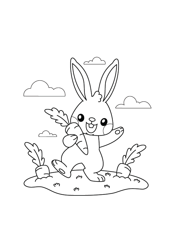 Happy Bunny Coloring Page