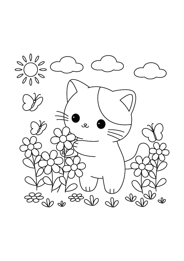 Cute Cat Coloring Page
